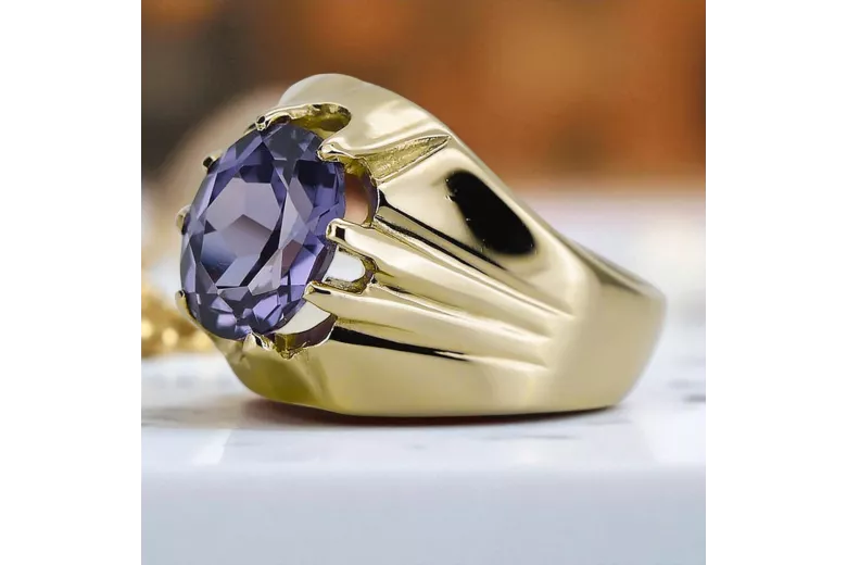 Олександрит 14K Жовте золото Каблучка Вінтаж стиль vrc016y